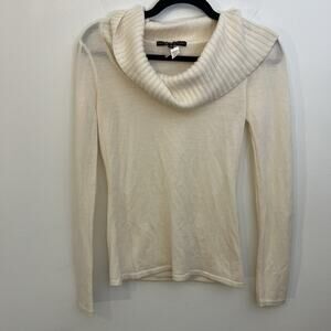 Antonio Melani Womens Sweater Size‎ XS Ivory Low Turtleneck Ribbed pullover wool